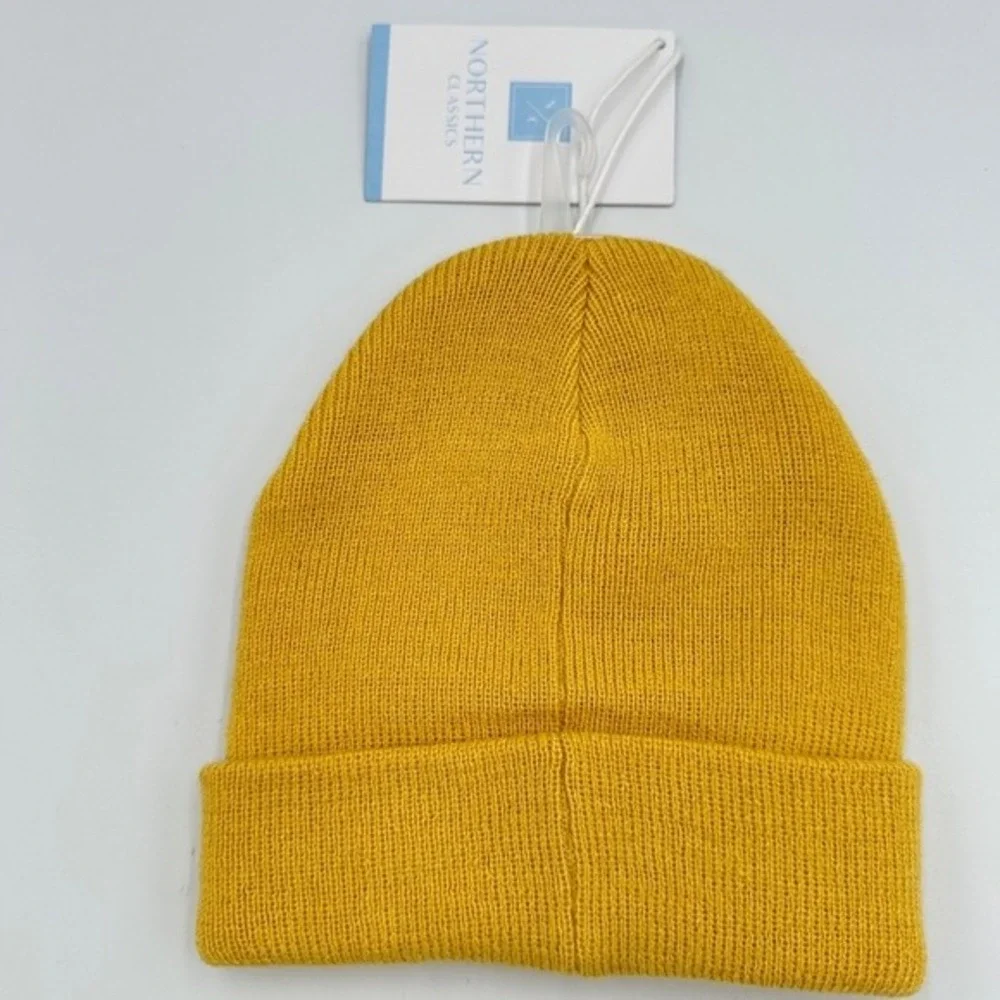 Northern Classics Kids Mustard Yellow Knit Beanie Hat 9M-3Y Retro Streetwear NWT